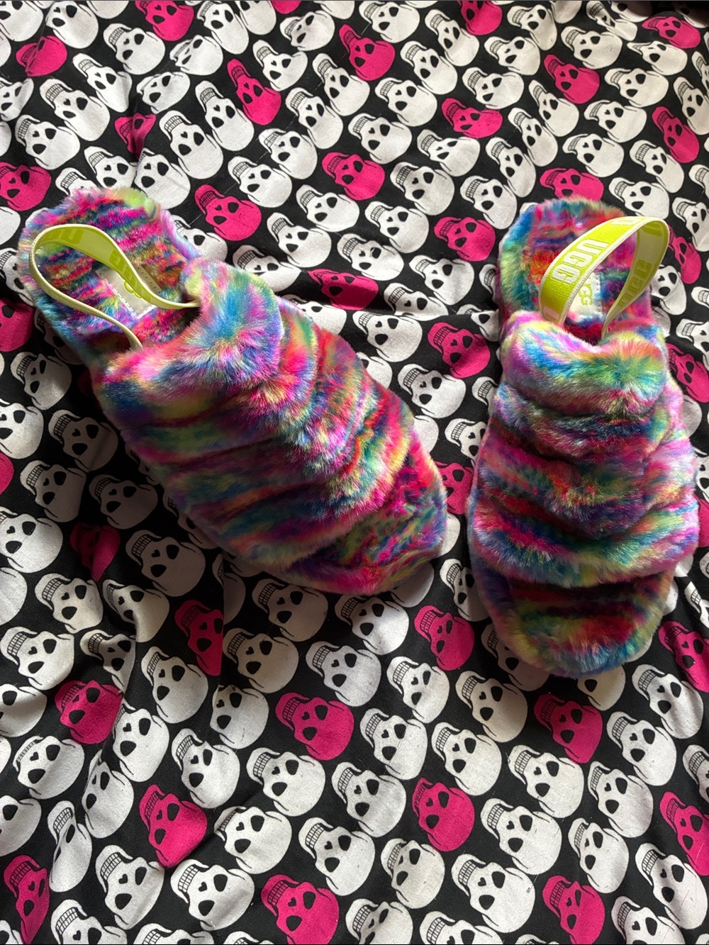 UGG tie dye rainbow slippers